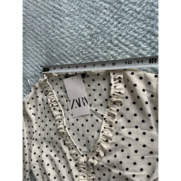 NWT Zara Polka Dot Dress Black White Women's XS Coastal Cocktail Beach Grandma - Picture 4 of 13